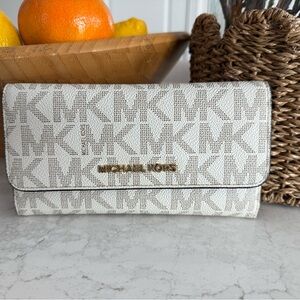 Michael Kors Cream and Gold Logo Wallet